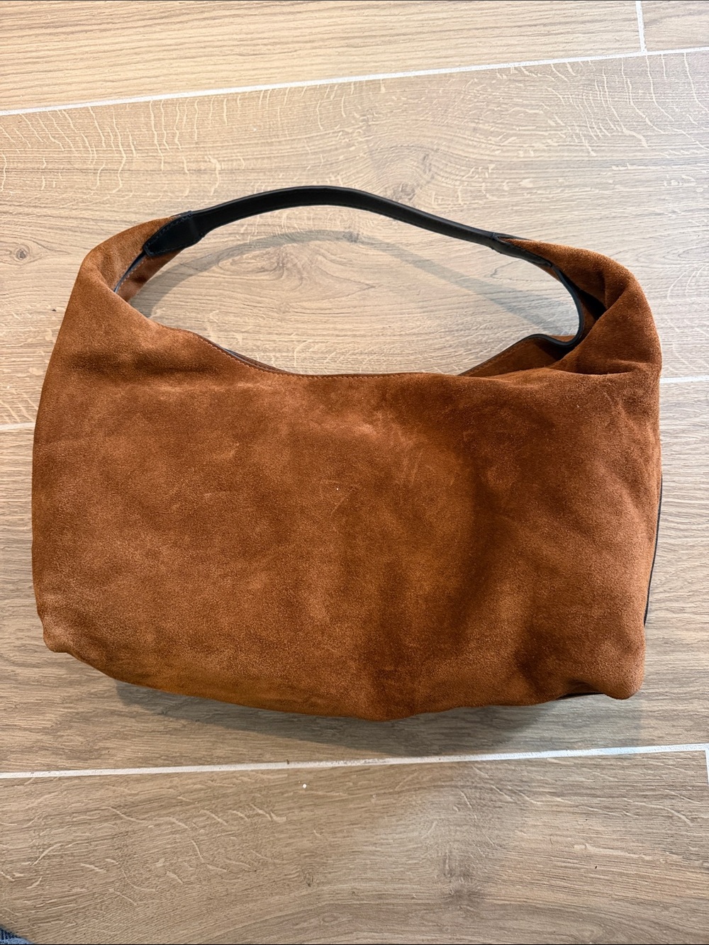 Madewell Chestnut Suede Shoulder Bag with Black Strap - Picture 2 of 8